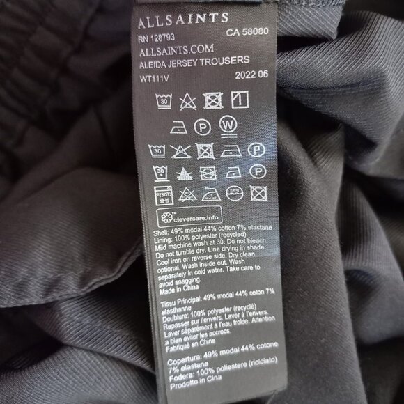 AllSaints Black Women's Tapered Pants - Elastic Waist, Size 4 (US) - Picture 12 of 13
